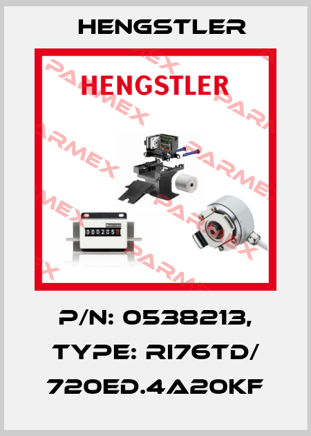 p/n: 0538213, Type: RI76TD/ 720ED.4A20KF Hengstler