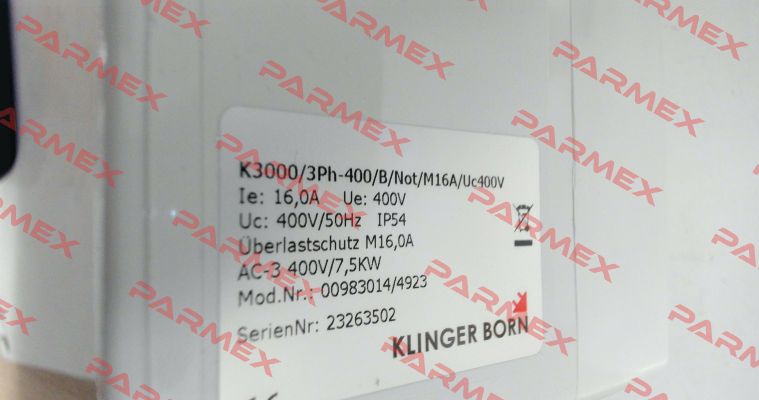 0098.3014 K3000/3Ph-400V/B/Not-Halt/MxA/Uc400V Klinger Born