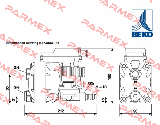 2000021  KA13A10A0 BEKOMAT 13, 230 VAC  Beko