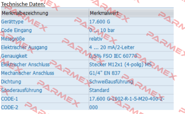 17.600 G-1002-R-1-5-M00-400-2-000 Bd Sensors