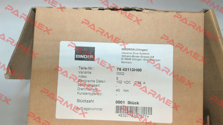 76 43113H00-0002 Binder