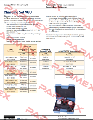 VGU/F.25/400.8.TS2.3  PN :20214139823 Olaer (Parker)