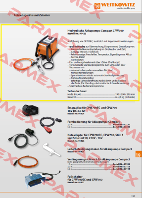 91430/Hydraulische Akkupumpe CP700 (mit Display) - ersetzt 91423 WEITKOWITZ