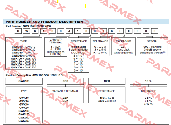 GWK100J1000KLX000 Vishay