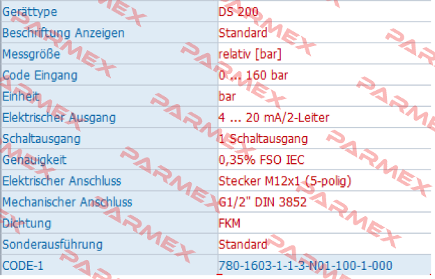 DS200 780-1603-1-1-3-N01-100-1-000 Bd Sensors