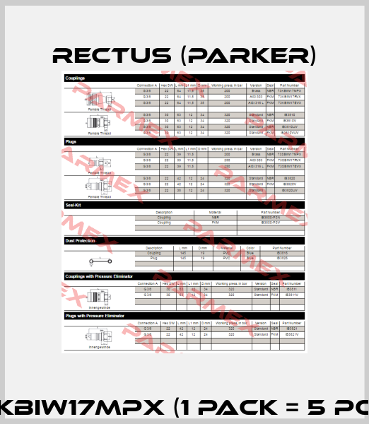 73KBIW17MPX (1 Pack = 5 Pcs)  Rectus (Parker)