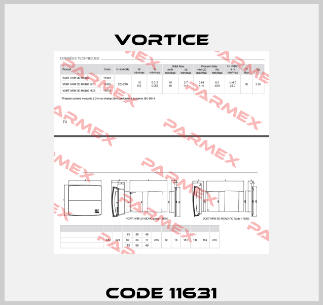 code 11631 Vortice