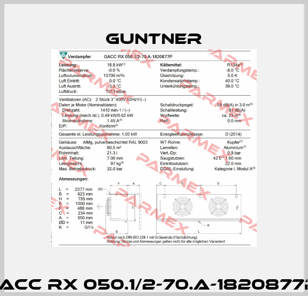 GACC RX 050.1/2-70.A-1820877P  Guntner