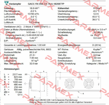 GACC RX 050.1/2-70.A-1820877P  Guntner