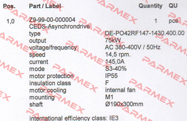 Type DE-PO42RF147-1430.400.00  Ceds Duradrive
