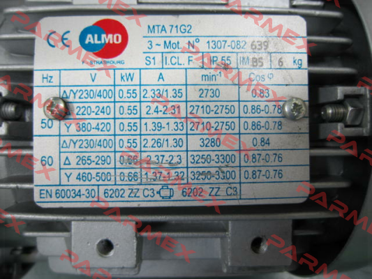 MOT.71 0,55KW 2P 230/400V 50/60HZ B5-FF130 MTA71G2 Almo