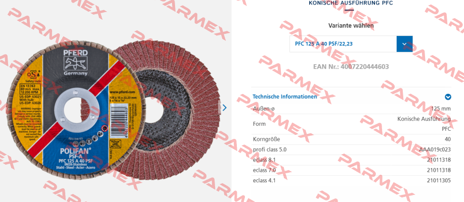 PFC 125 A 40 PSF  (Mat.Nr.67744125) (1 Pack = 10 pcs.)   Pferd