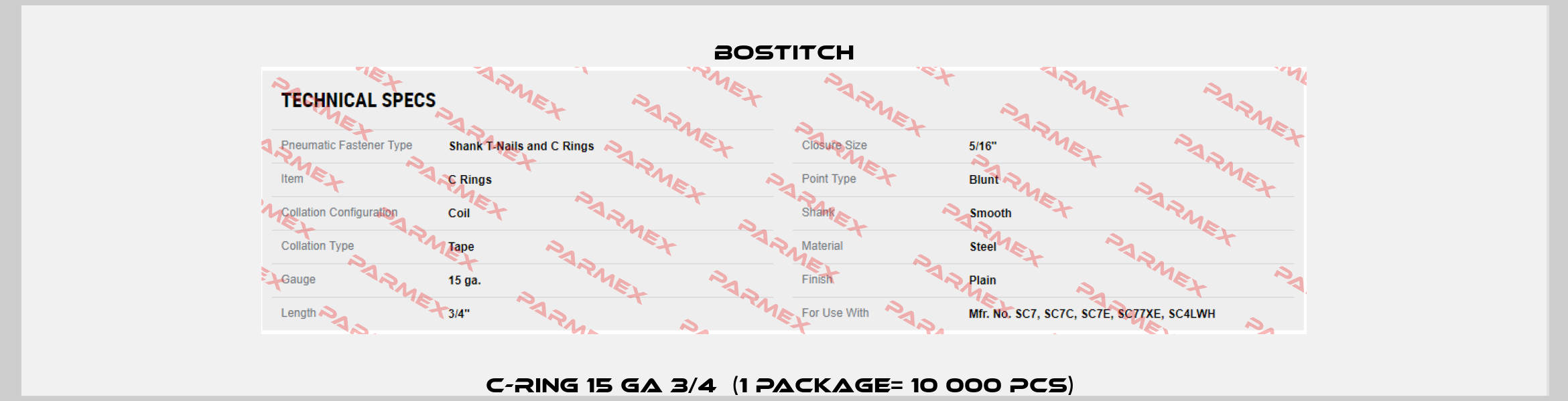 C-Ring 15 GA 3/4  (1 package= 10 000 pcs)  Bostitch