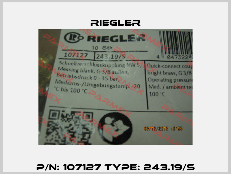 P/N: 107127 Type: 243.19/S Riegler