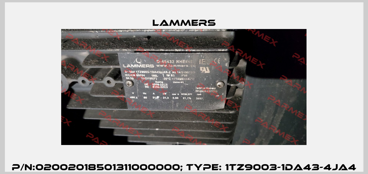 P/N:02002018501311000000; Type: 1TZ9003-1DA43-4JA4 Lammers