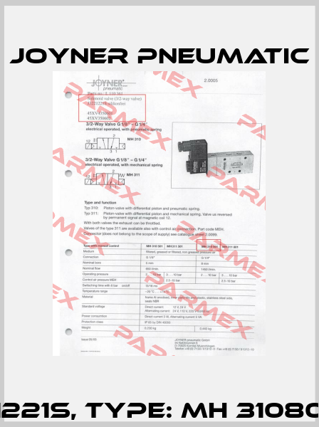J3221221S, Type: MH 310801 G1/4 Joyner Pneumatic