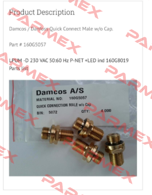 P/N: 160G5057 Damcos