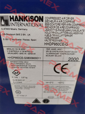 HHDP950CE-G Hankison