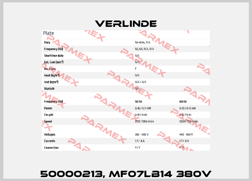 50000213, MF07LB14 380V Verlinde