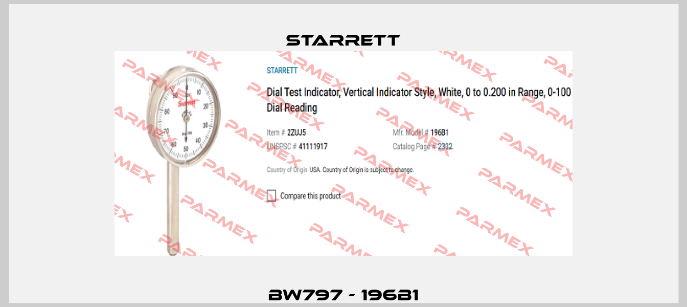 BW797 - 196B1 Starrett