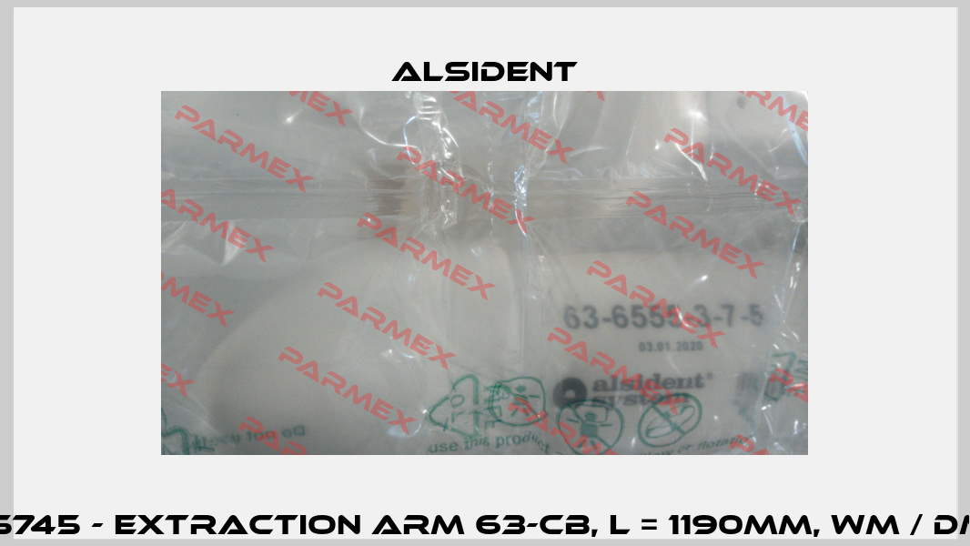 15745 - Extraction arm 63-CB, L = 1190mm, WM / DM Alsident