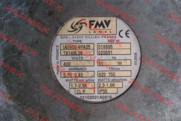 IA0900 4PA25 TX140L06 400V50HZ # 5001018695 FMV-Lamel (now Ziehl Abegg)