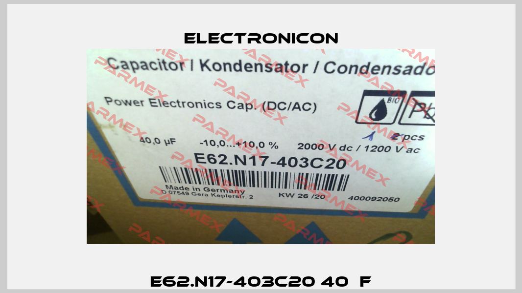 E62.N17-403C20 40μF Electronicon