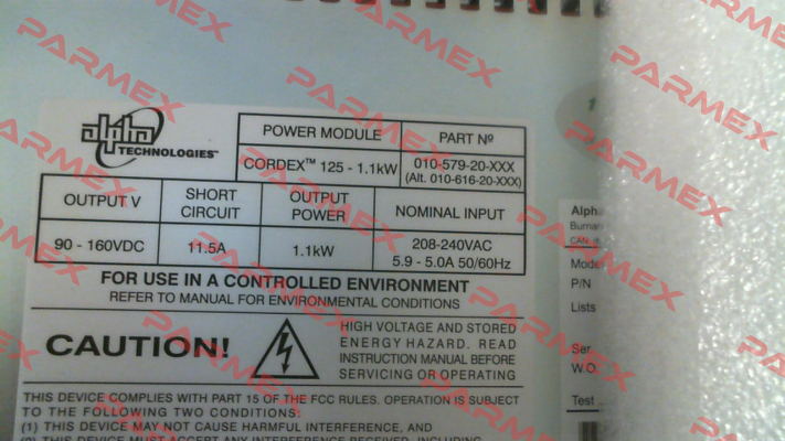 010-579-20-041 \ CXRC 125-1.1kW Alpha Technologies