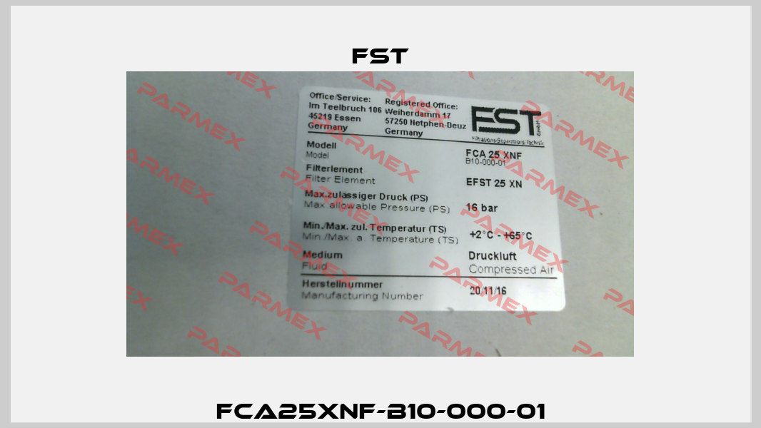 FCA25XNF-B10-000-01 FST GmbH Filtrations-Separations-Technik