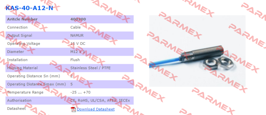 P/N: 400200 Type: KAS-40-A12-N  Rechner