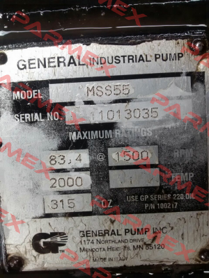 11013035 replaced with MWSR50   General Pump