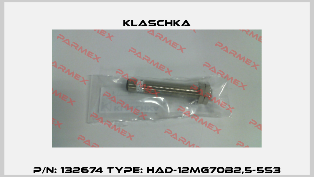 P/N: 132674 Type: HAD-12mg70b2,5-5S3 Klaschka