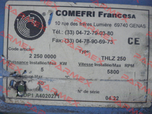 THLZ 250 (22500000) Comefri