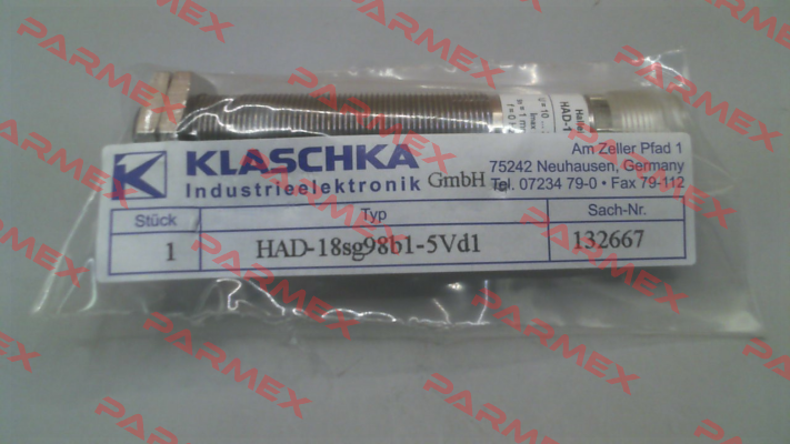 P/N: 132667, Type: HAD-18sg98b1-5Vd1 Klaschka