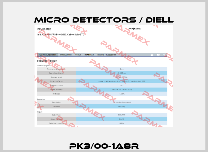 PK3/00-1A8R Micro Detectors / Diell