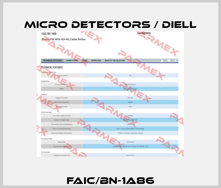 FAIC/BN-1A86 Micro Detectors / Diell