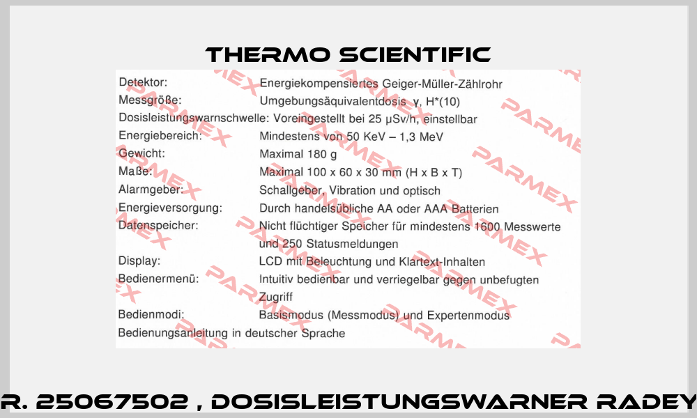Art. Nr. 25067502 , Dosisleistungswarner RADEye G-10  Thermo Scientific