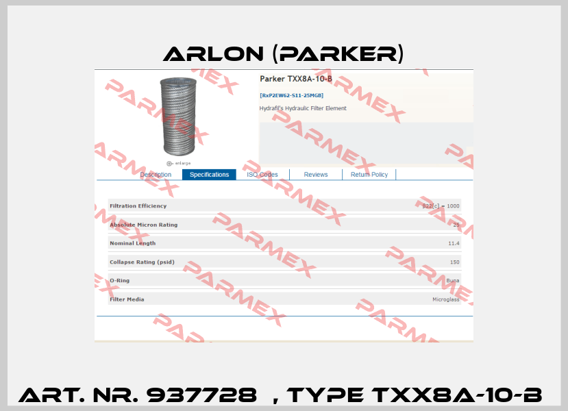 Art. Nr. 937728  , type TXX8A-10-B  Arlon (Parker)